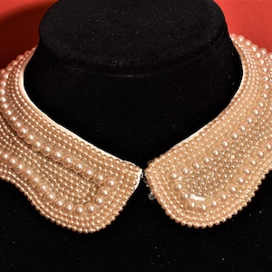 Beautiful Multi Row Scalloped Edge Pearl Beaded Collar image 1