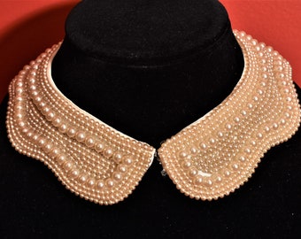 Beautiful Multi Row Scalloped Edge Pearl Beaded Collar