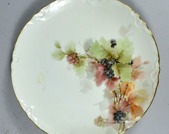 Antique Hand Painted J & C Bavaria Decorative Plate-Blackberry Motif