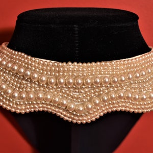 Beautiful Multi Row Scalloped Edge Pearl Beaded Collar image 2