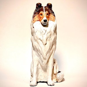 Custom Painted Rough Collies: Hand Sculpted, Hand Painted Dog Statue