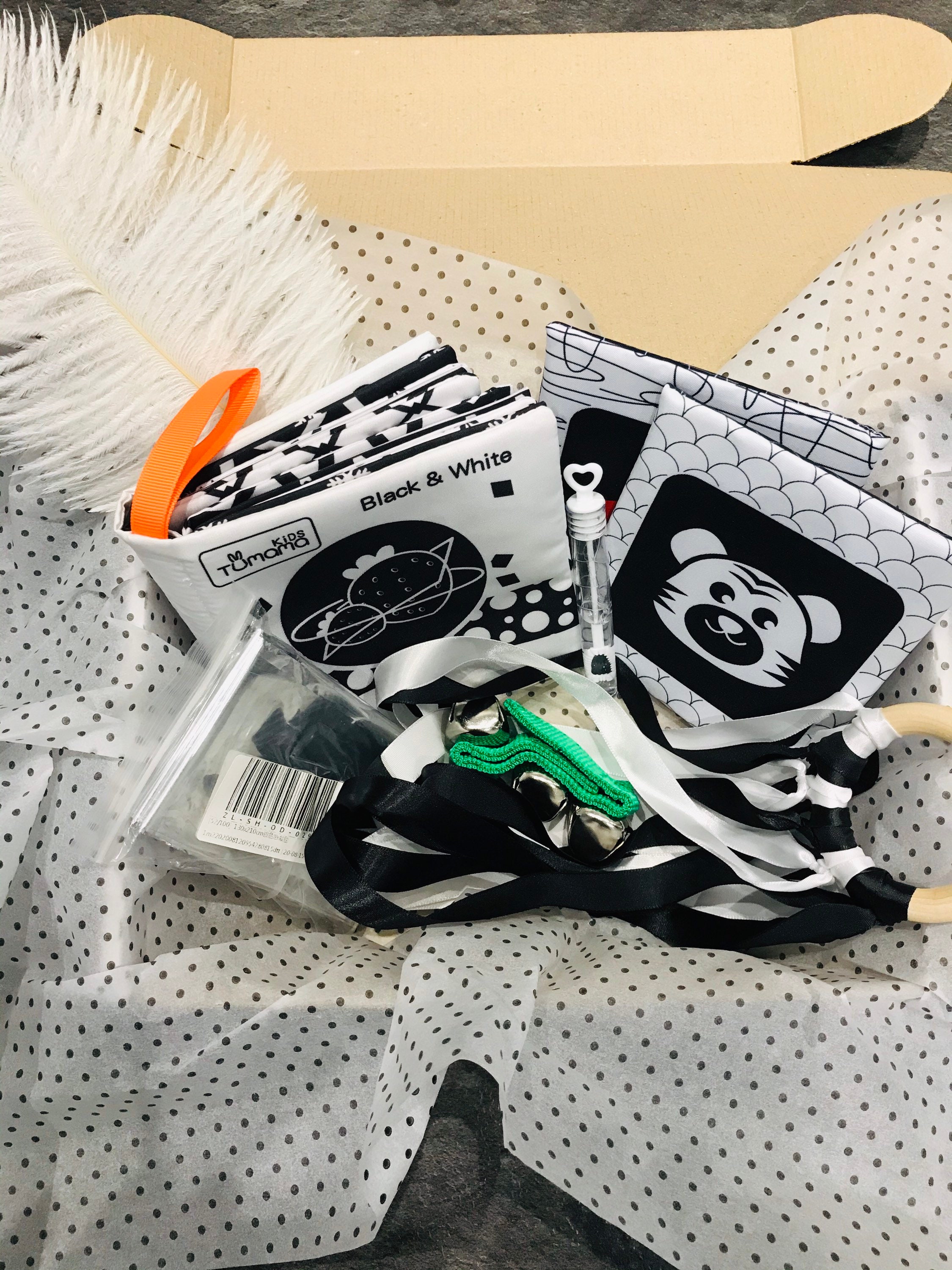 Baby sensory box...new baby black and white