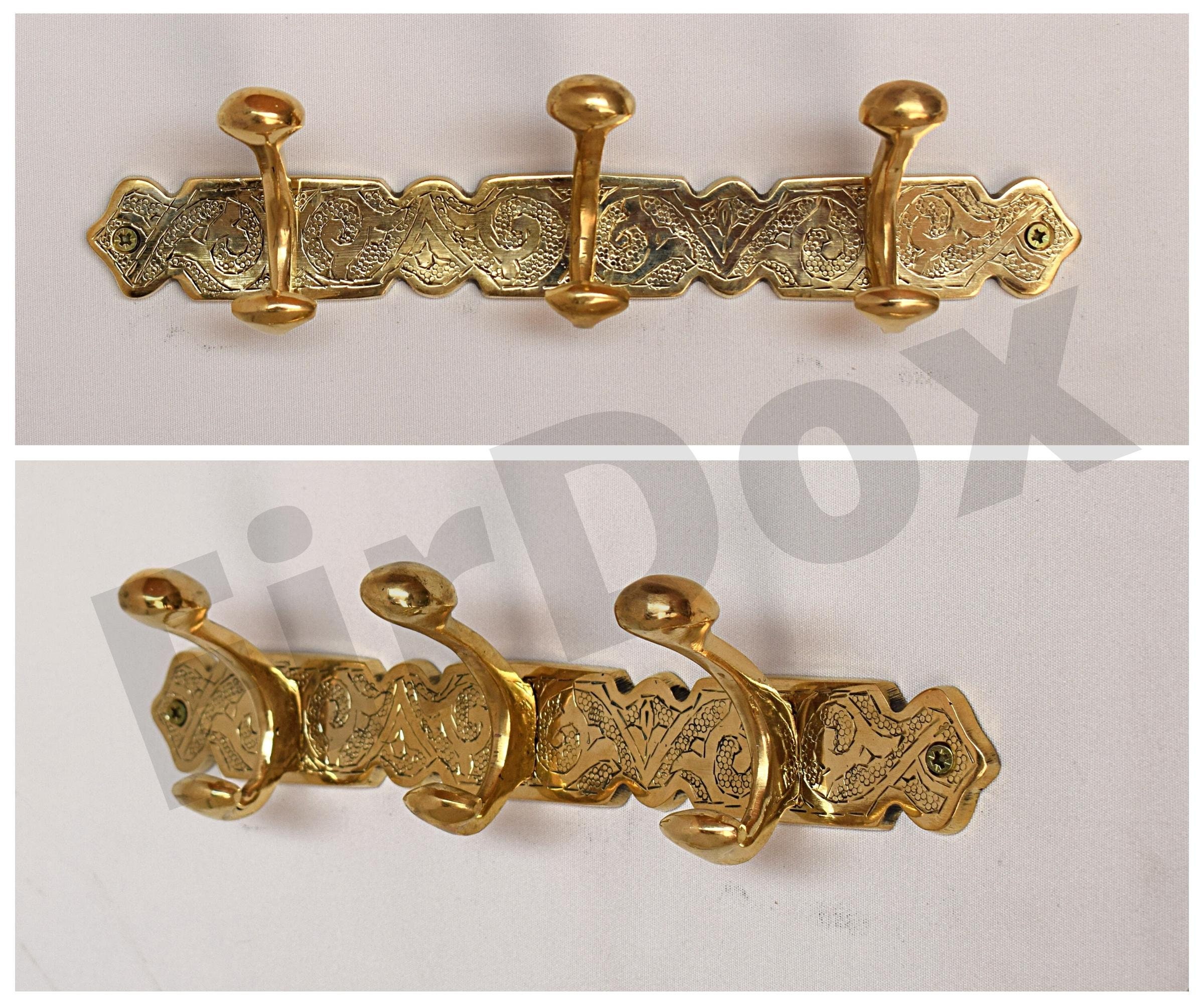 Solid Brass Coat Rack With Double Hooks Brass Wall Hooks Etsy