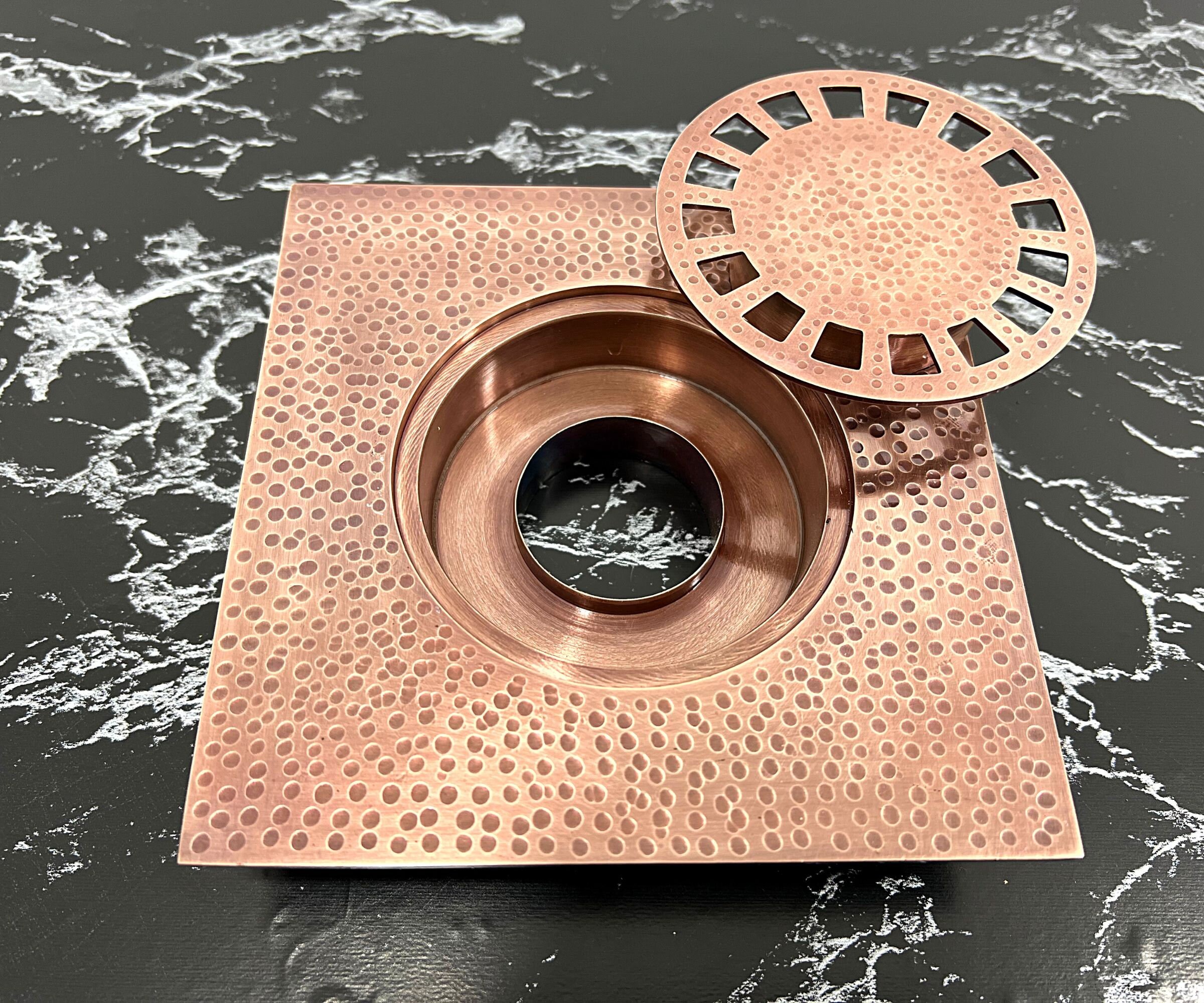Hammered Copper Floor Drain Square Shower Drain Cover Unique Etsy