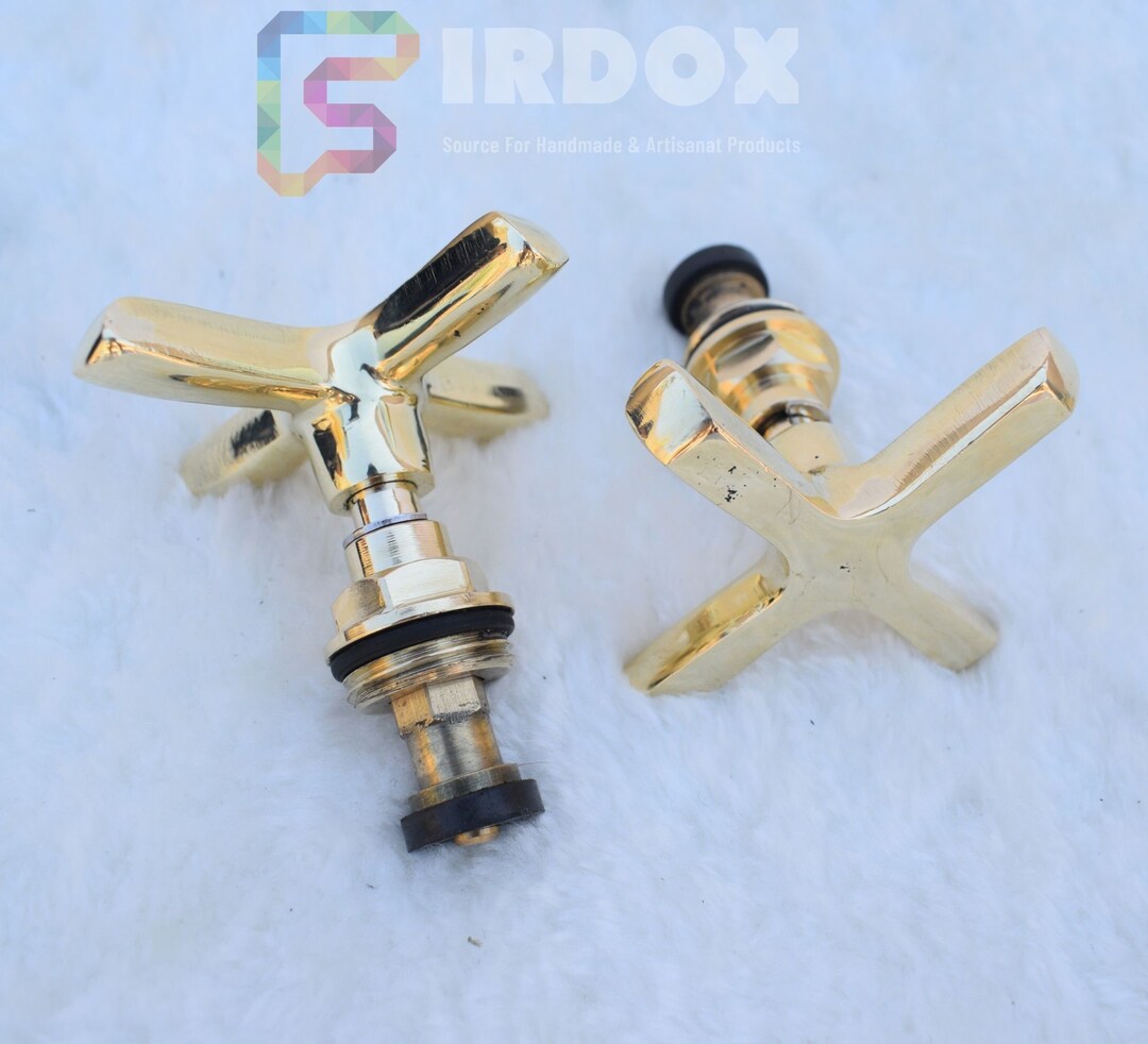 Solid Brass Cross Arm Faucet Handles 1/2 Standard Etsy