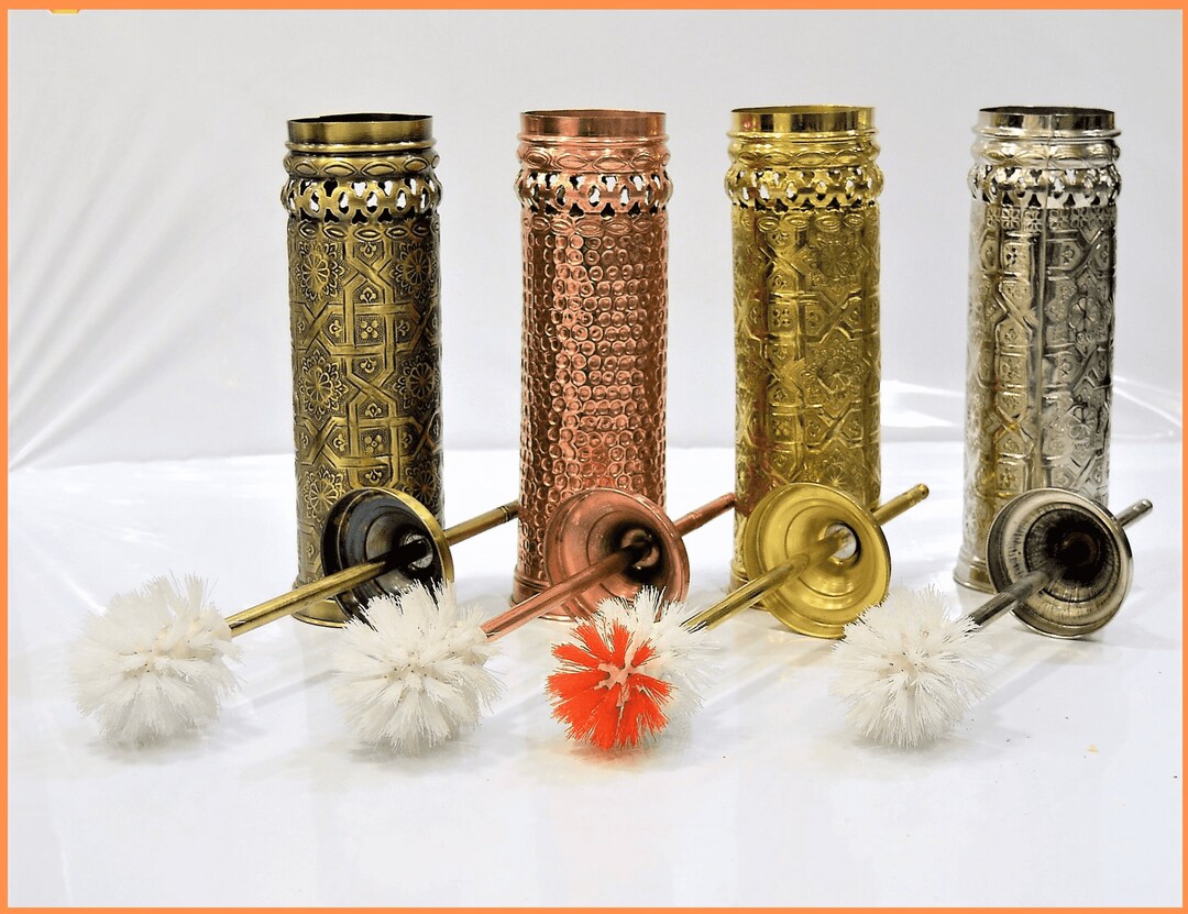 Brass Toilet Bowl Brush and Holder, Unlacquered Brassantique Brass