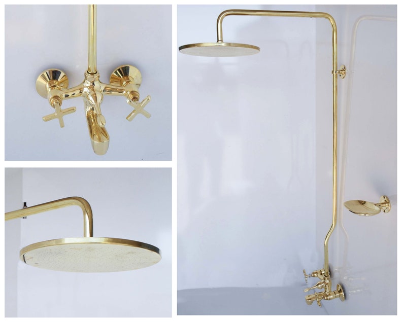 Unlacquered Brass Shower System Brass Shower Tub Filler and Etsy