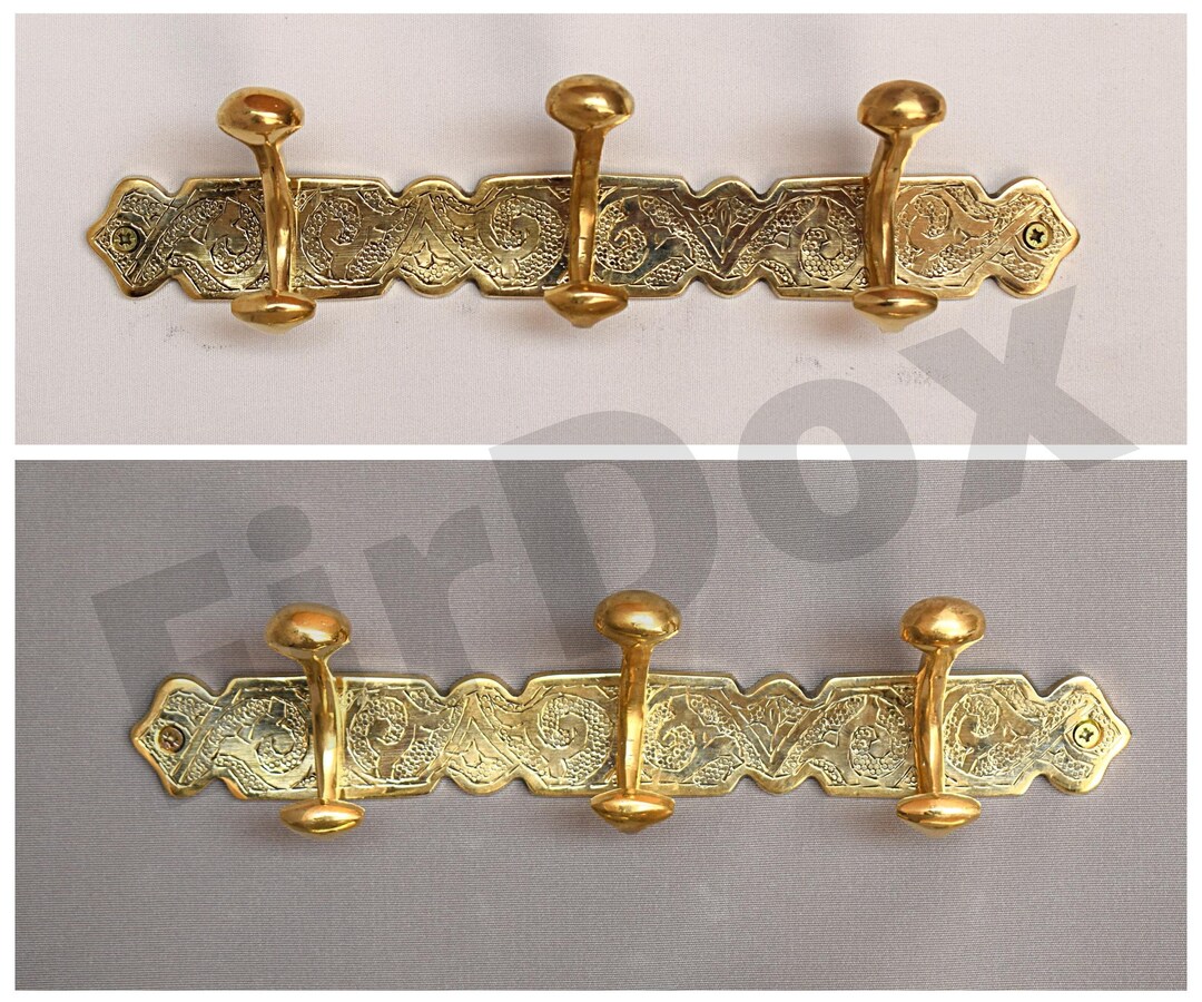 Solid Brass Coat Rack With Double Hooks, Brass Wall Hooks Etsy