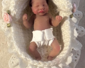 READY TO SHIP 3 inch silicone baby with rooted hair and armature