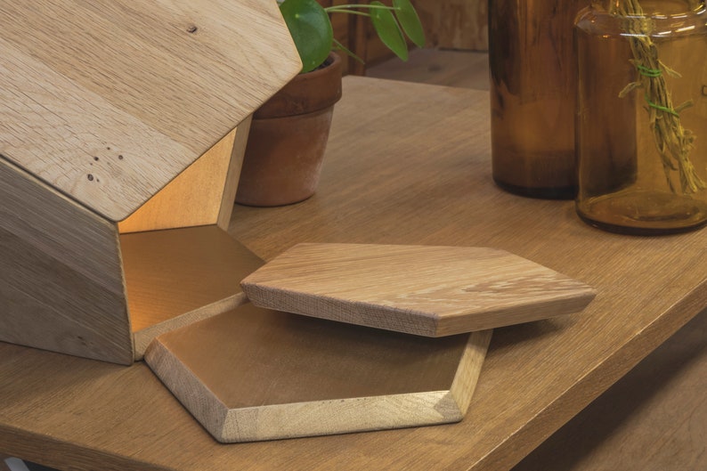 LAMPE A POSER upcycling oak and gold wax fixture light made of fully recycled wood