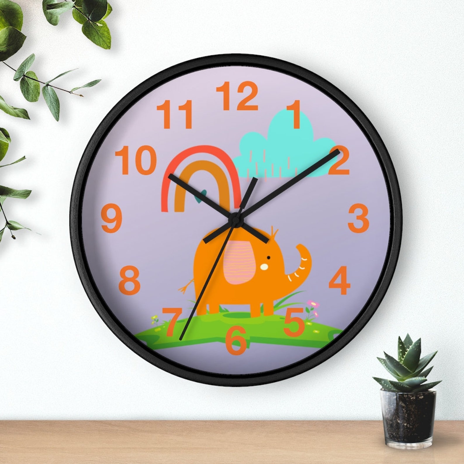 Elephant Clock Elephant Nursery Wall Clock Etsy