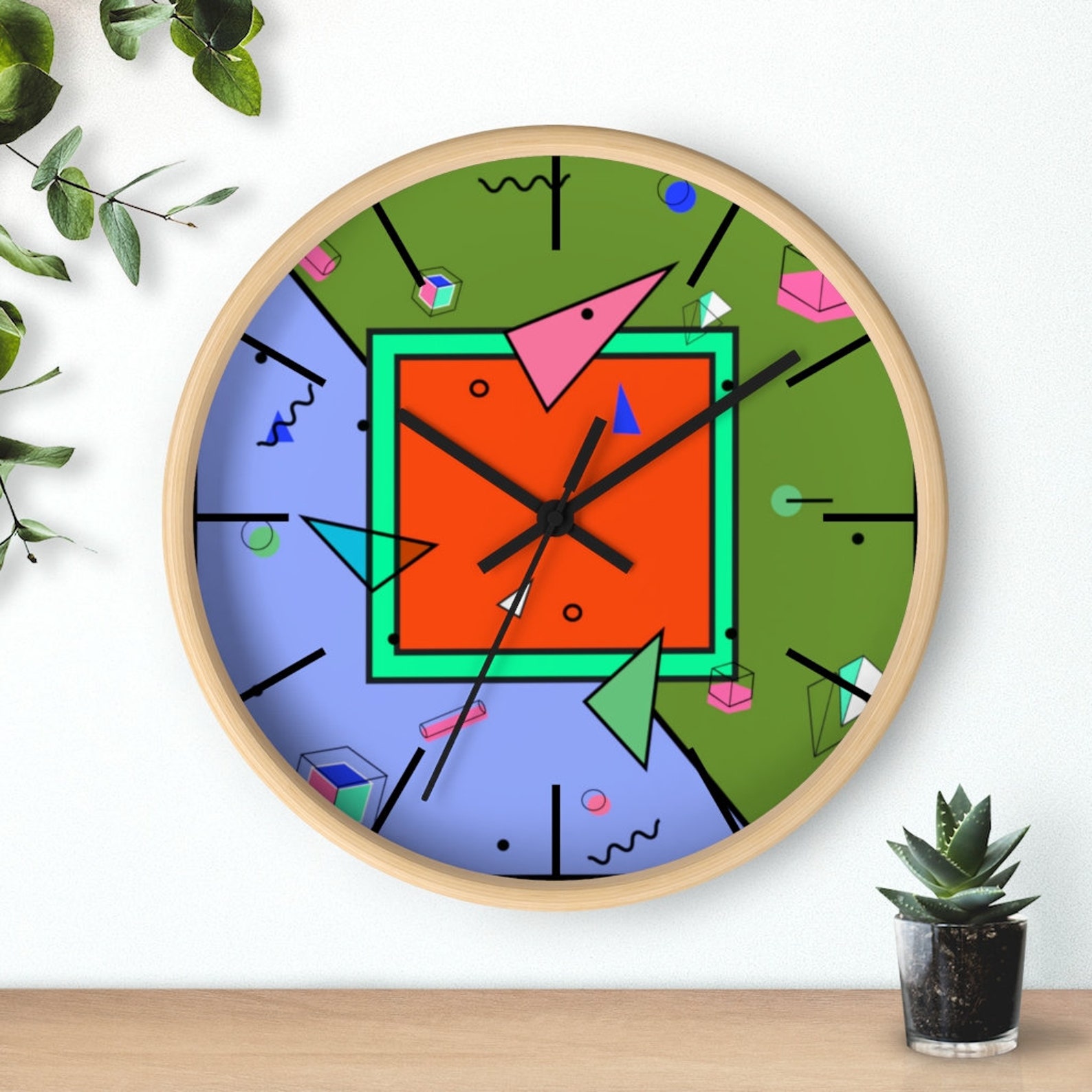 Memphis Clock Pop Art Wall Clock Pop Art Clock Etsy