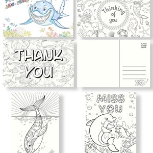 Pack of 25 Sea Life Postcards for Kids to Color