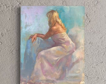 Figurative Oil painting original figure artwork  impressionism art oil on linen