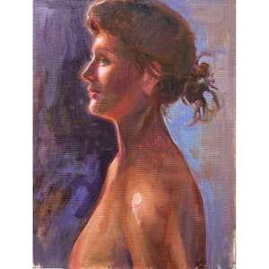 Original Portrait art Woman painting  original oil on canvas impressionism
