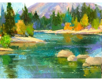 Salmon La Sac Original Oil Painting: WA Summer River Landscape