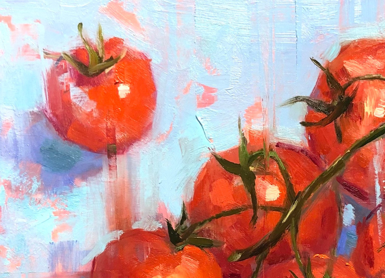 トマトの油絵：色彩豊かな印象派の静物画 - Etsy 日本