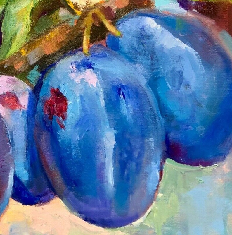 Plums Fruit Art Original Painting Oil on Canvas Plums Art - Etsy