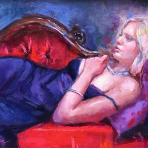 Reclining Lady Art, Figurative Painting, Portraiture Art,  Original Art, Oil on canvas, impressionism artwork