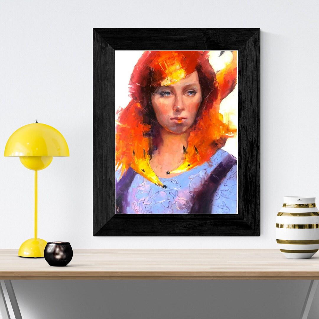 赤毛の女性の肖像画油絵：Foxy Lady Art、18x24 キャンバス - Etsy 日本