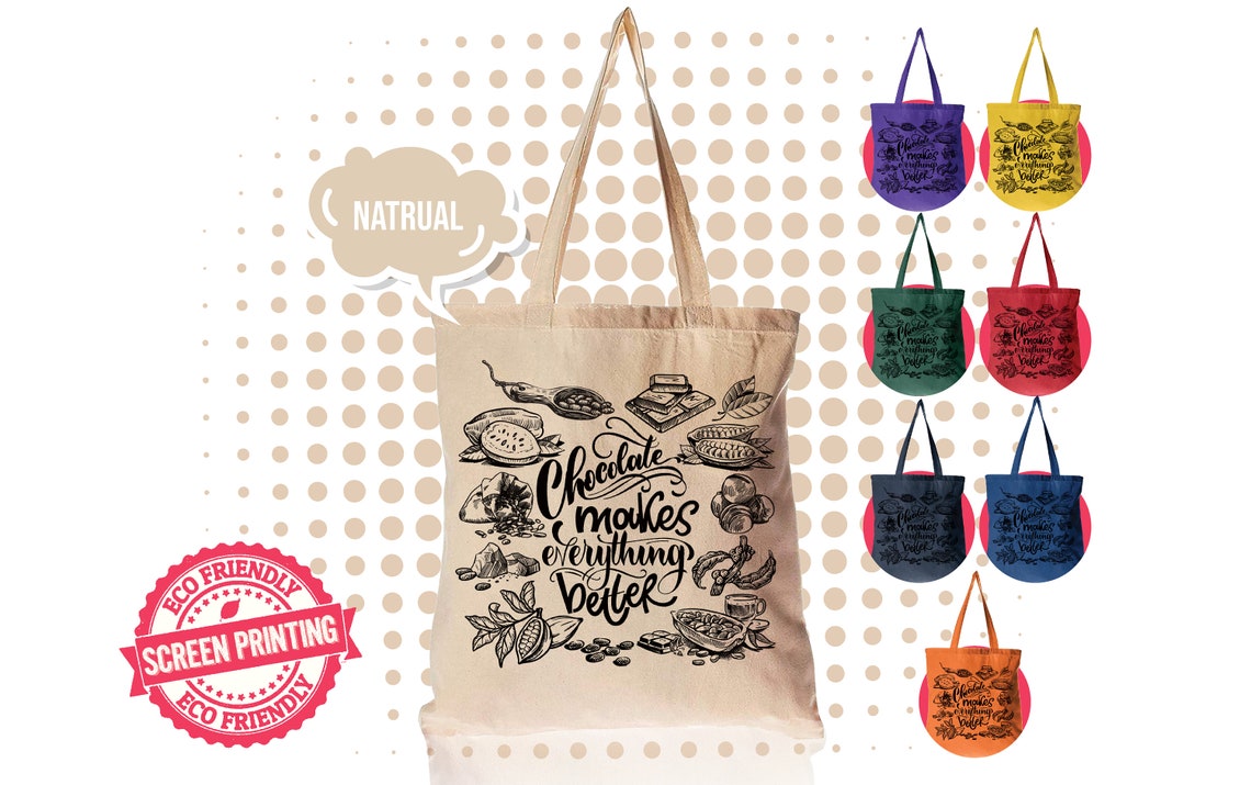 Chocolate Makes Everything Better Cocoa Chocolate Tote Bags image 1