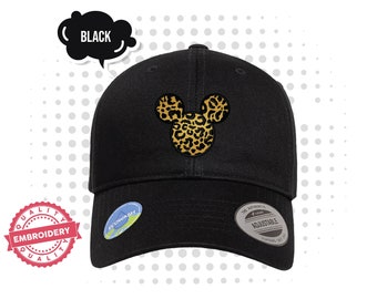 Mickey Leopard Cap, Safari Mouse Cap, Animal kingdom Caps, Safari Mode Hat for Safari mode Shirt, Embroidered Leopard Pattern Disney Caps