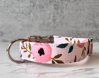 Hundehalsband mit Blumen, Preppy Hundehalsband, Rosa Hundehalsband, Handgefertigtes Hundehalsband, Hübsches Hundehalsband, Mädchen Hundehalsband, Blumen Hundehalsband