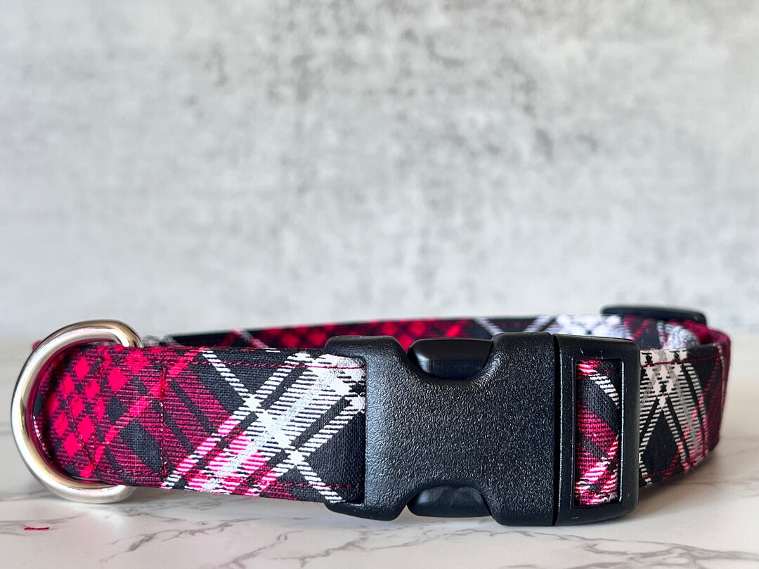 Plaid Dog Collar, Red Dog Collar, Winter Dog Collar, Festive Dog Collar