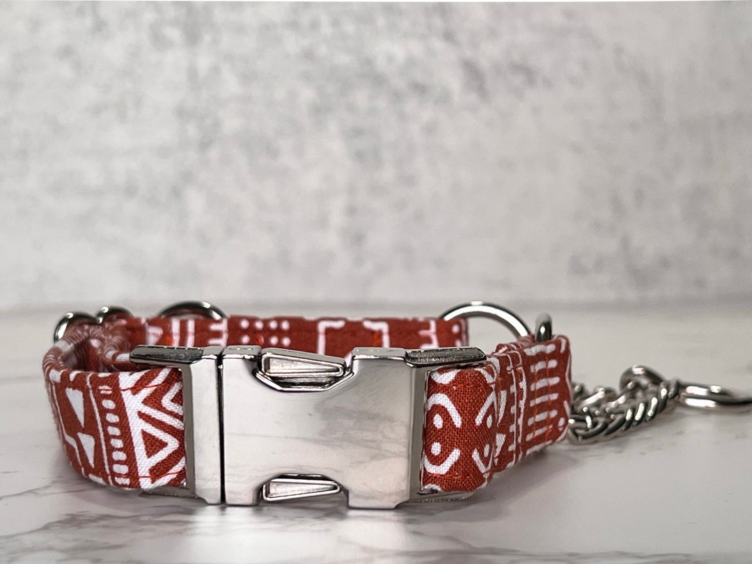 Orange Martingale Dog Collar, Orange Non Slip Dog Collar, Aztec No Pull