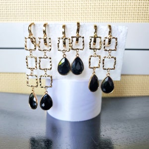 Pearl & Square Earrings