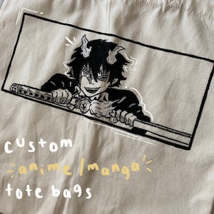 MADE TO ORDER Hand Painted Custom Anime/Manga Panel Tote Bag