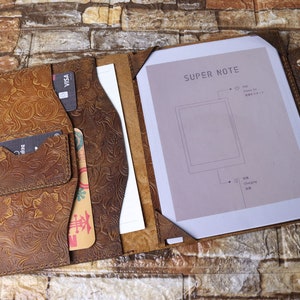 Supernote A5X2 manta A5 X Estuche de cuero repujado hecho a pedido Supernote A6 X2 Nomad Estuche para bolígrafo marrón amarillento Funda tipo folio A6 X 12SCGSN