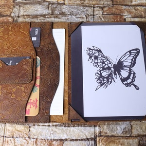 Kindle Scribe 2024 Made To Order geprägte Ledertasche Kindle Scribe gelblich braun Stift Lagerung Folio Organizer Cover Kindle Scribe 12SCGKS