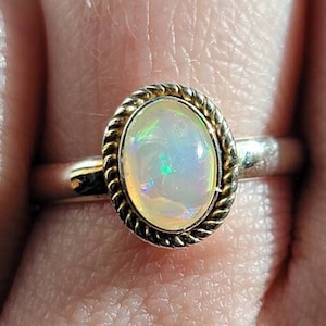 Fire Opal Sterling Silver Ring Size 6