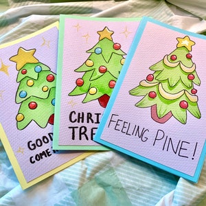 Handmade Christmas Tree Pun Cards