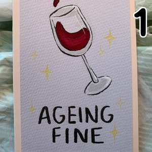 Handmade Wine Pun Cards Ageing Fine #1