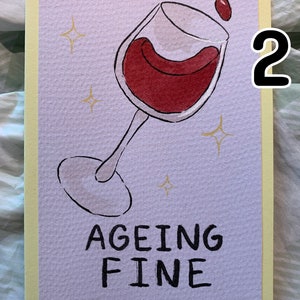 Handmade Wine Pun Cards Ageing Fine #2
