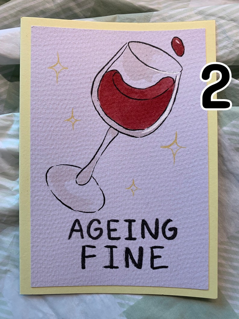 Handmade Wine Pun Cards Ageing Fine #2