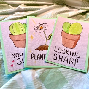 Handgemaakte planten/sappige woordspelingkaarten