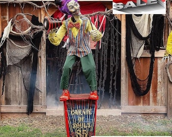 Nuovo inquietante imbonitore da luna park - Oggetto di scena animato per Halloween o casa stregata - Spedizione gratuita