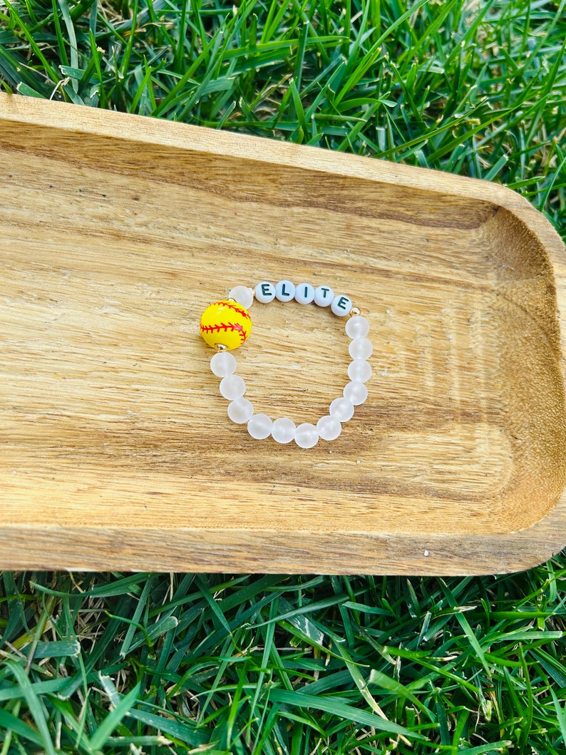 Personalized Softball Bracelet, Name Bracelet, Personalized Beaded Name