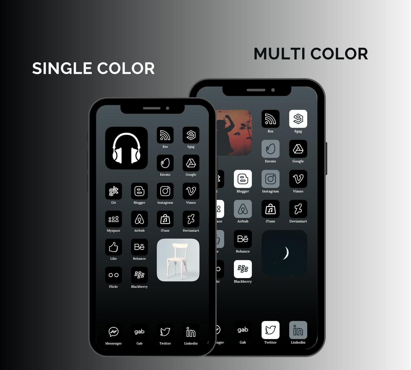 Dark grey theme 5 in 1 App Icon pack and bundle PREMIUM | Etsy