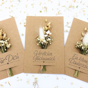Flowercard - Geschenkkarte - Grußkarte - Mini-Trockenblumenstrauß - Straußkarte - Geburtstagskarte - Glückwunschkarte