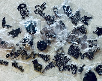 Black on Black Charms, Solid Color Charms, Wholesale Charms, Charm Vendor, Charm Bracelet, Bracelet Charms