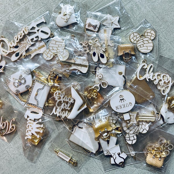 White Charms, Solid Color Charms, Gold and White Charms, Wholesale Charms, Charm Vendor, Charm Bracelet, Bracelet Charms