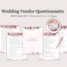 Printable Wedding Vendor Questionnaire With Online Tracker / Key ...