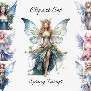 Fairys, Spring, Fantasy Watercolor Clipart Bundle  - Digital Download, Scrapbook PNGs