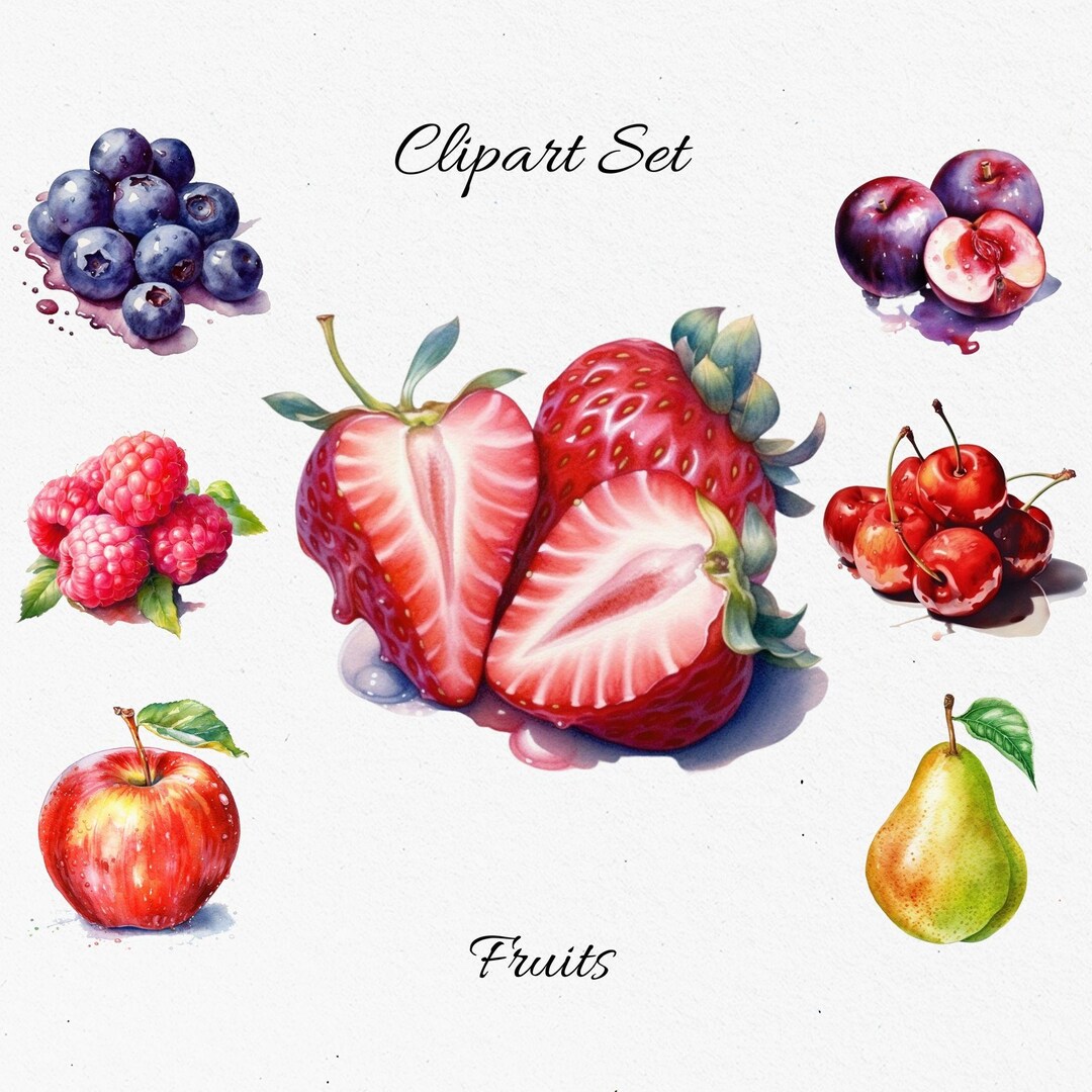 Tasty Fruit , Food , Watercolor Clipart Bundle - Digital Download ...