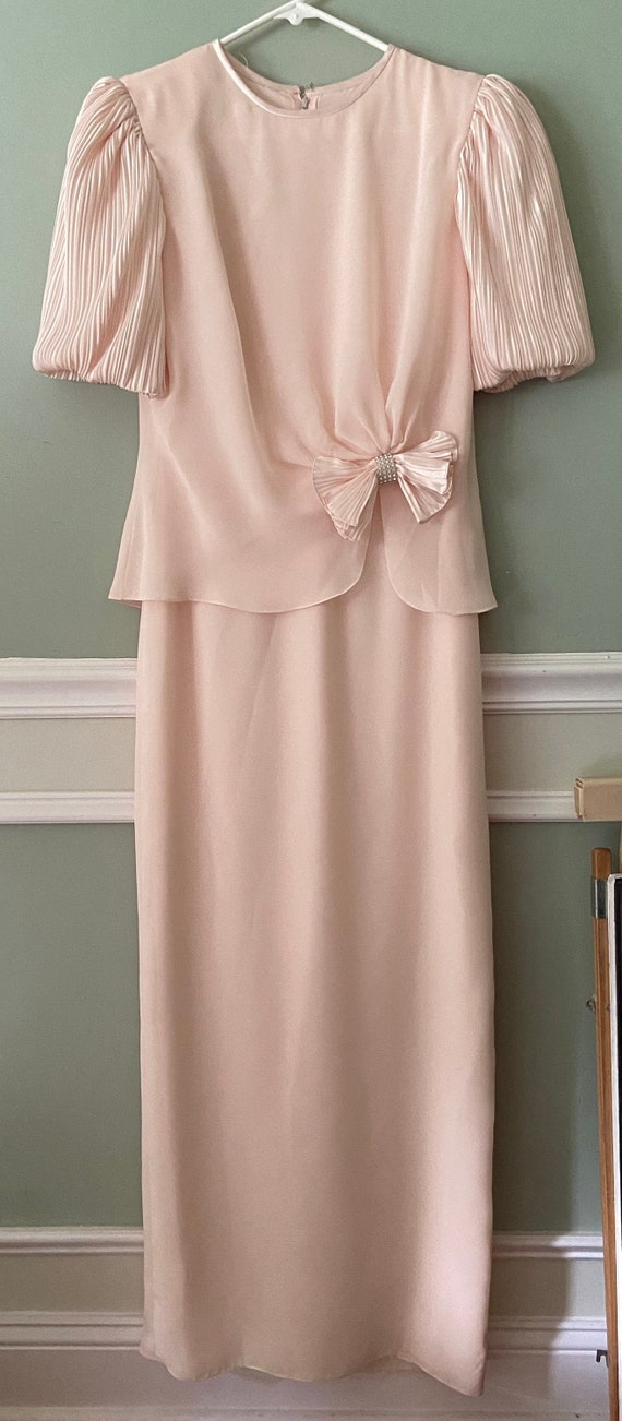 MISS ELLIETTE Pink Chiffon Overlay Long Maxi Dress