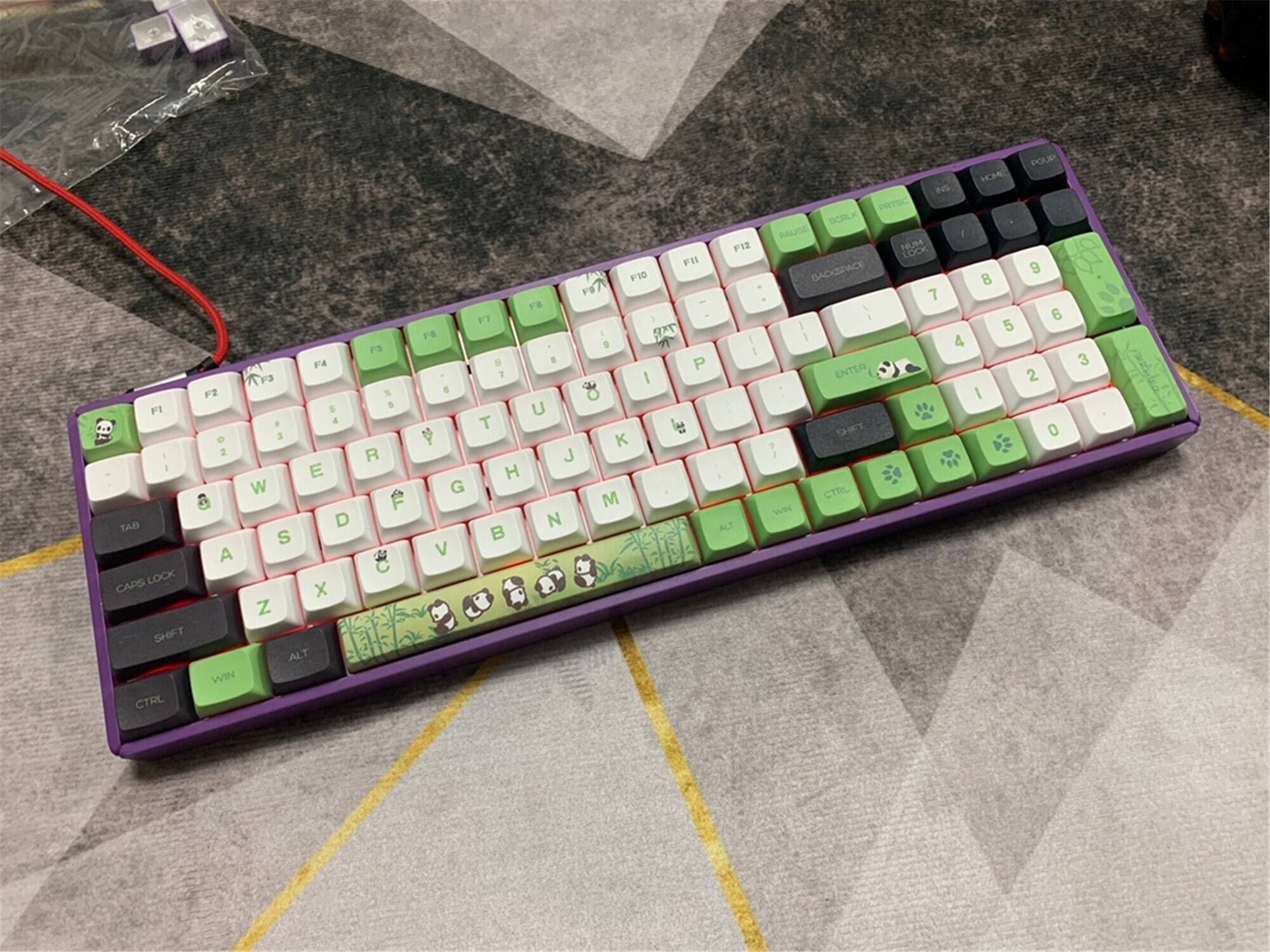 Cute Panda XDA Keycaps Set White and Green Keycaps 104 Key Etsy